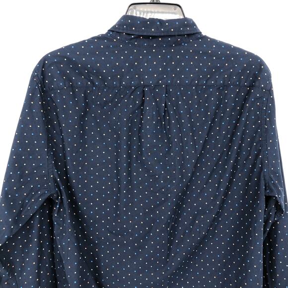 J.CREW Mens Slim Button Down Shirt Small Navy Blue Polka Dots Poplin BJ744 NWT - Picture 8 of 12